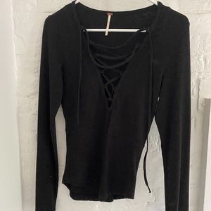 Black Lace Up Top